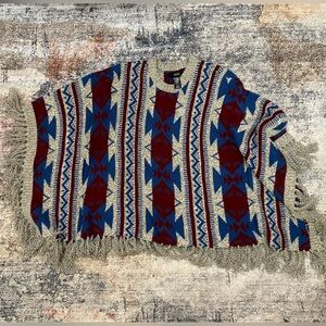 Forever 21 Geometric Knit Sweater in Blue and Red